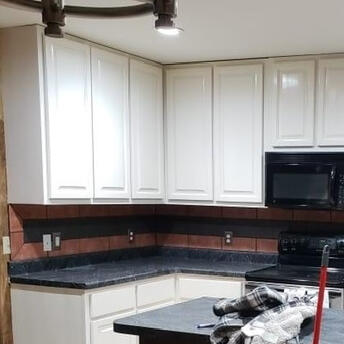 Finished kitchen cabinets